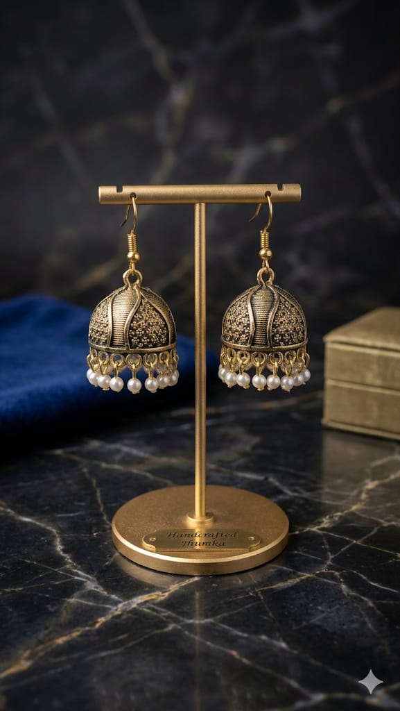 Silver Antique Style Golden Jhumki/Earrings For Girls & Woman