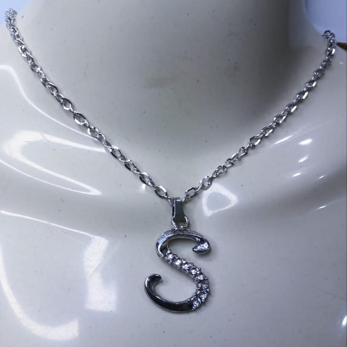 Silver Chain with Zircon A to Z Alphabet Locket / Necklace Specially gift for Girls / Women / Men