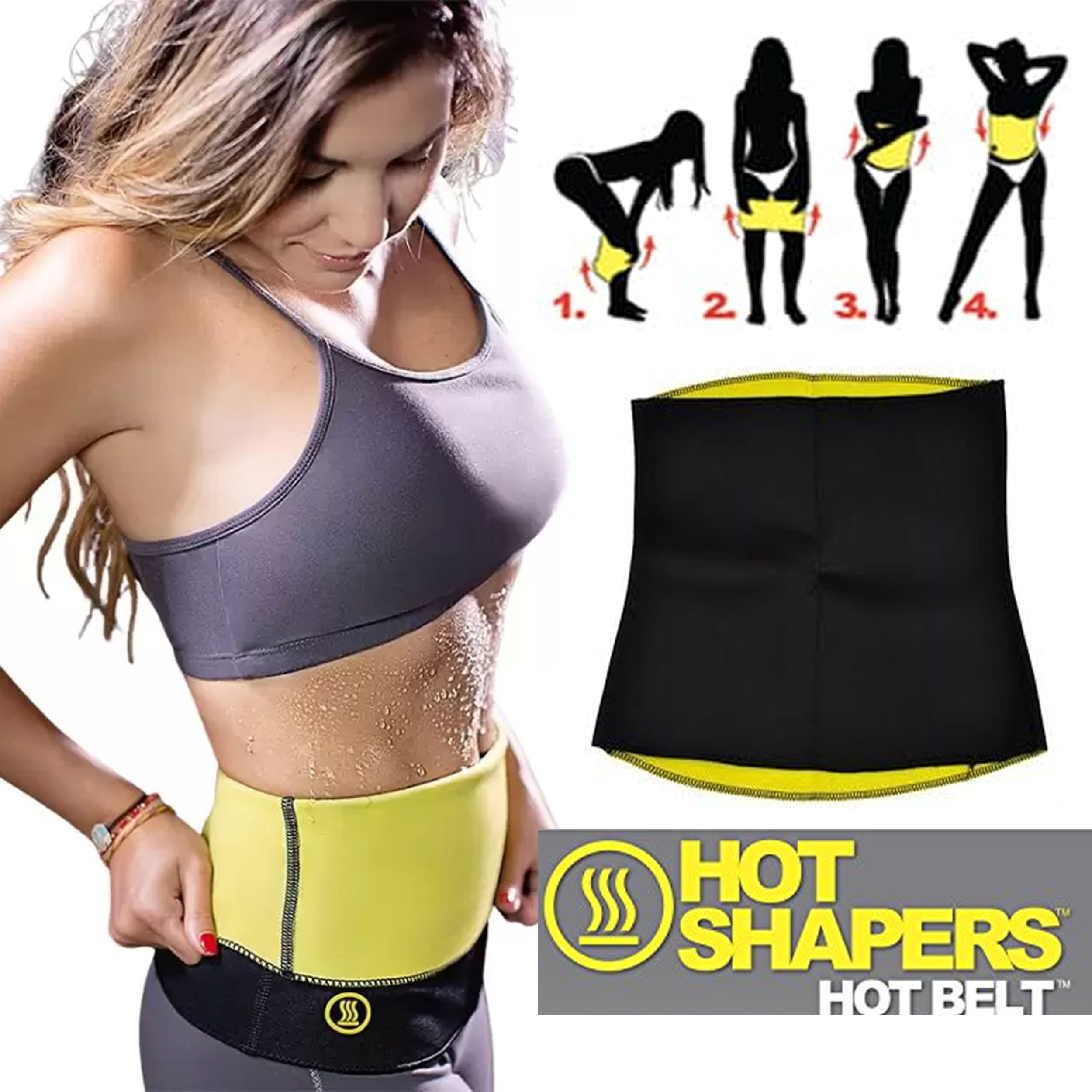High Quality Unisex Hot Body Shaper Belt / Original Slimming Waist Trainer Yoga Slim Belt Abdomen Belly Belt Bodysuit Shapers / Weight Loss Sports Belt for Men & Women / Adjustable Tummy Sweating Fat burner / Genuine Neotex Stretchable Hot Body Belt