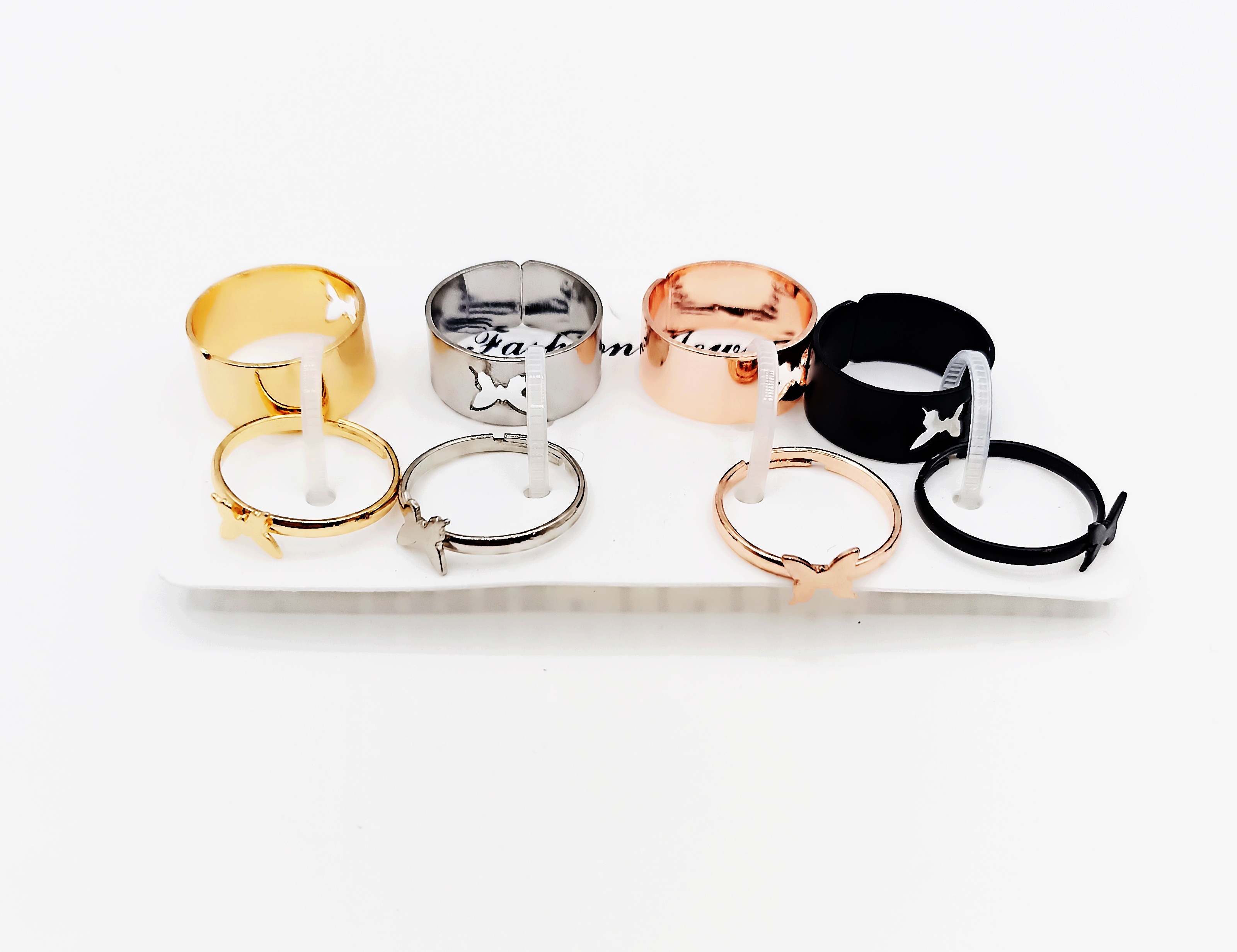 badge2Pcs/Set Butterfly Couple Rings Hollow Rings For Women Men Engagement Wedding Adjustable Finger Rings Jewelry