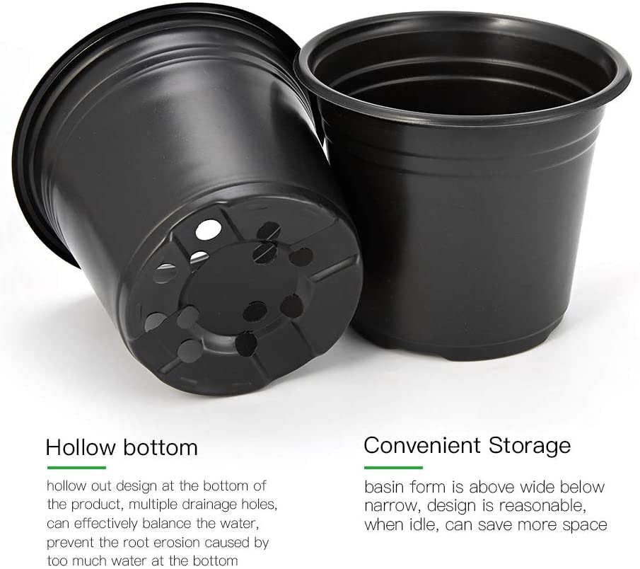 pack of 4 black Plastic Flower pots - Pots for Seedling or Flowers ...