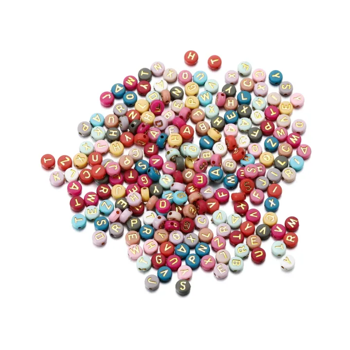 Pack of 100 or 200 or 300 or 400 or 500 or 1000 pcs Random Mixed Letter Acrylic Beads Flat Round Alphabet Charms Beads For Bracelet Necklace Jewelry Making