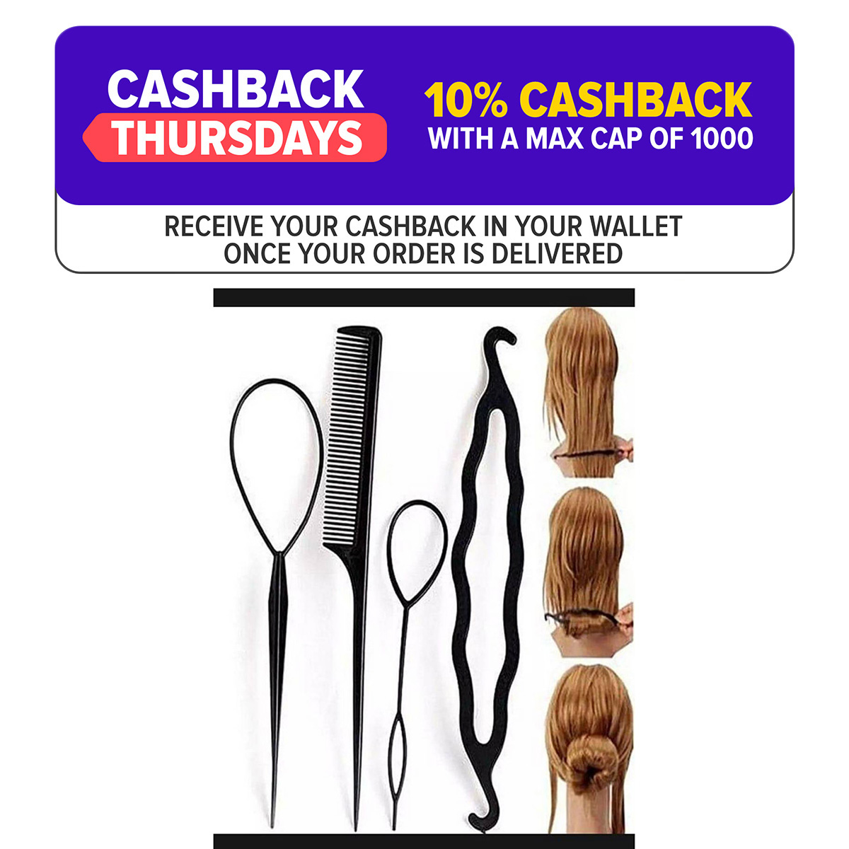 4 Pcs Set Styling Clip Bun Maker + Hair Twist Braid Ponytail Tool