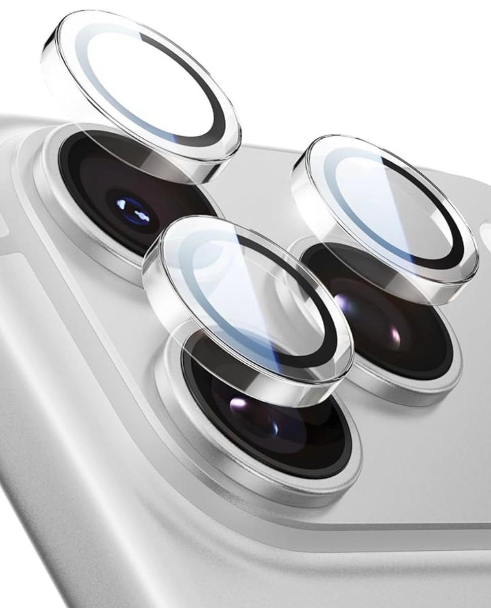[Mobile Camera Lens Protector Rings] - Tough HD Individual Metal Ring Tempered Glass Protectors, Scratch Resistant, Case Friendly, Clear