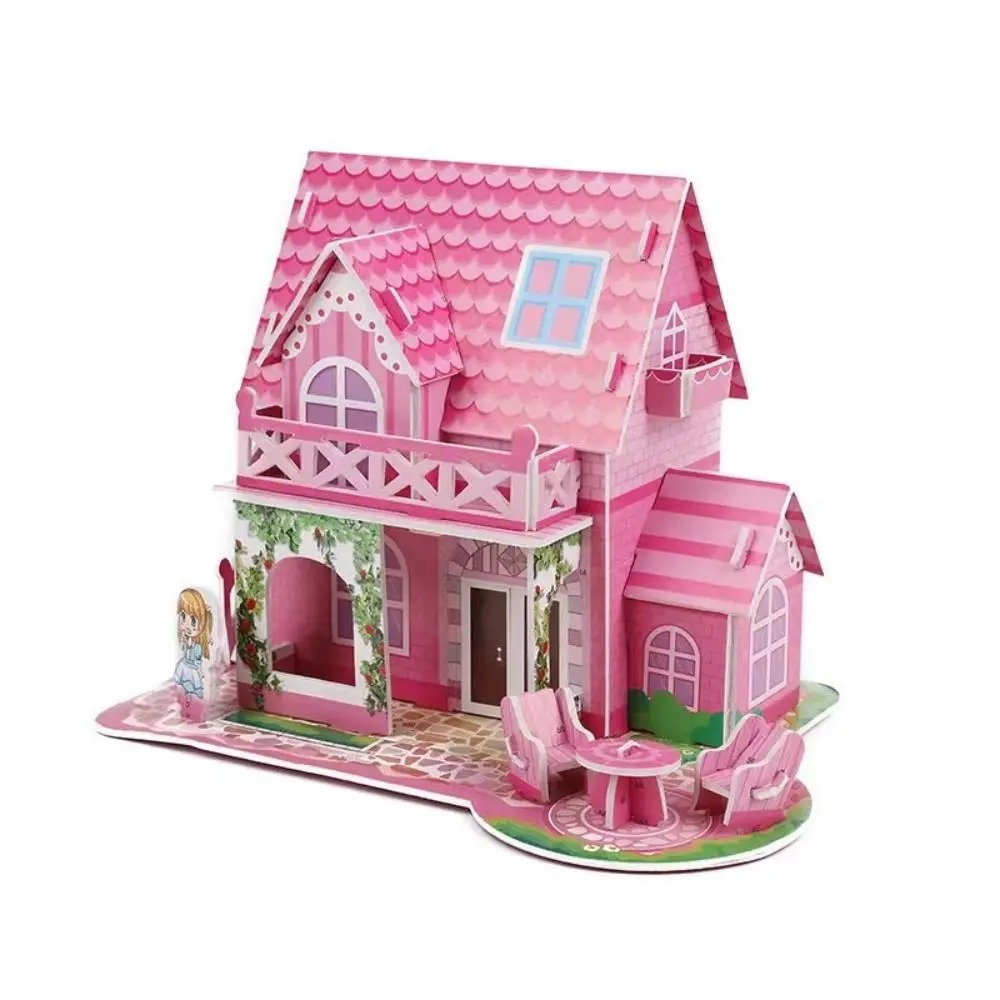 3D Puzzle Jigsaw Paper Model |3D House Building Puzzle | Learning Educational Toys For Children | Kid Gift 3D DIY Puzzle Citadel Model Cartoon House Assembling Toy Kid Early Learning