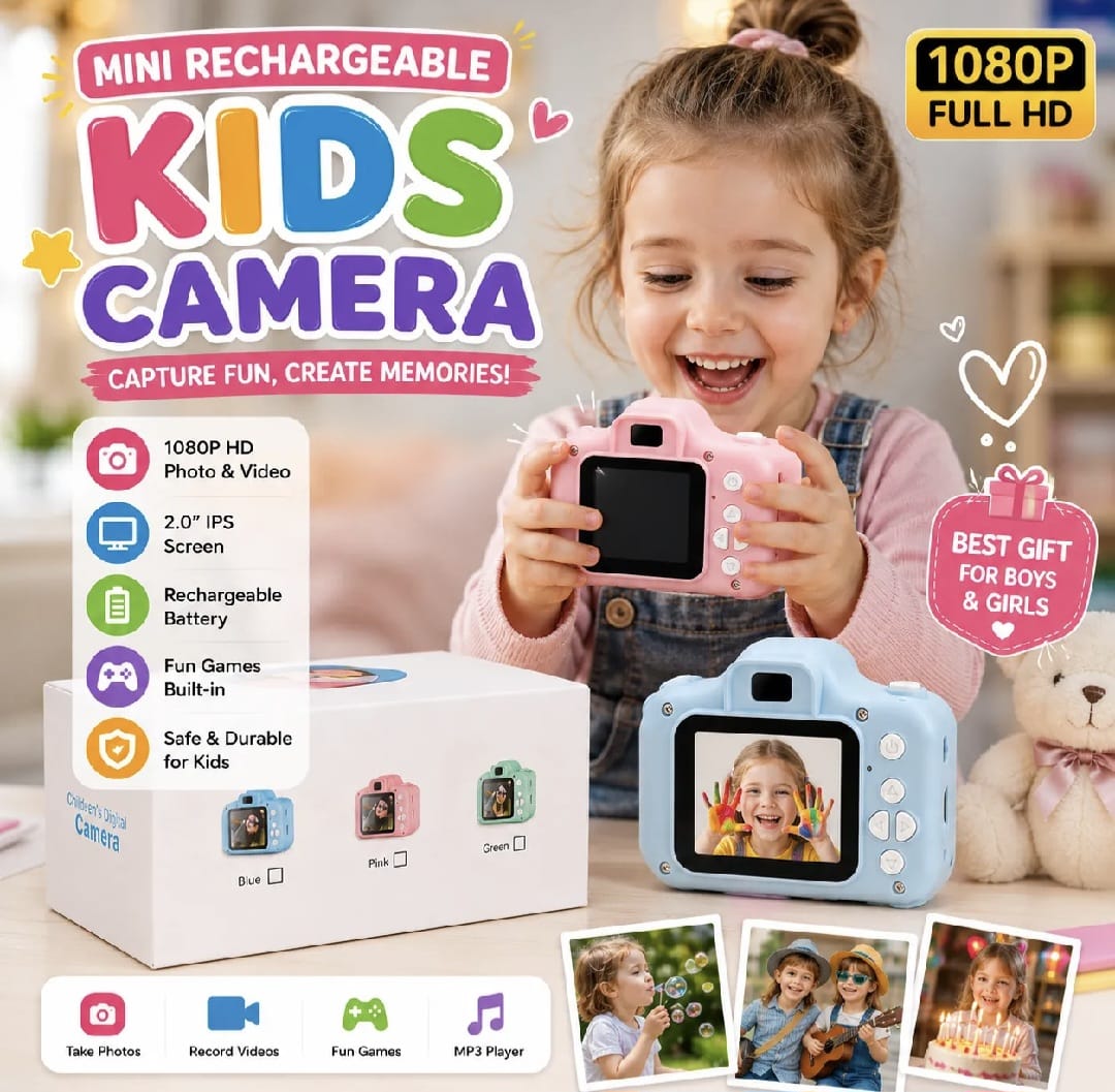 Mini Portable Digital Camera For Children IPS Display Can Take Pictures & Video Built-in Rechargeable Battery