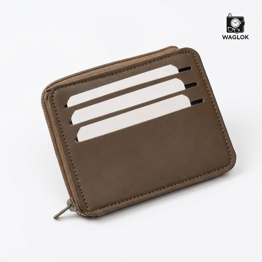 Genuine Leather Zipper Slim Card Holder Wallet – 4 Card Slots with ID Window & Secure Cash and Coin Zipper Pocket | Ultra Slim Lightweight Wallet