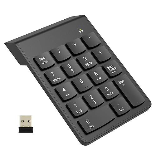 Wireless USB Numeric Keypad 19 Keys Portable External Numpad Keyboard Digital Number Pad for Laptop PC Computer Office Accounting Use