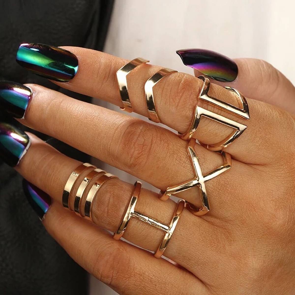 Fashion Trendy Jewelry 5 Pieces Classy Ring Set For Women