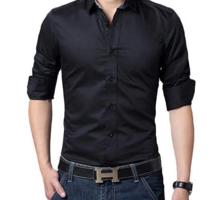 MEN BLACK DRESS SHIRT IN COTTON STUFF