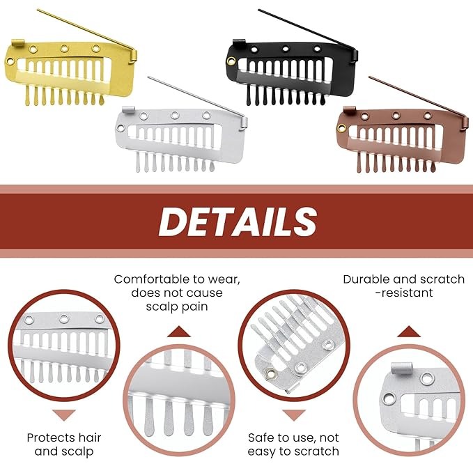 Pack of 6 Hair Accessories Clips 3.6cm  Snap-Comb dupatta Clips with strong grip