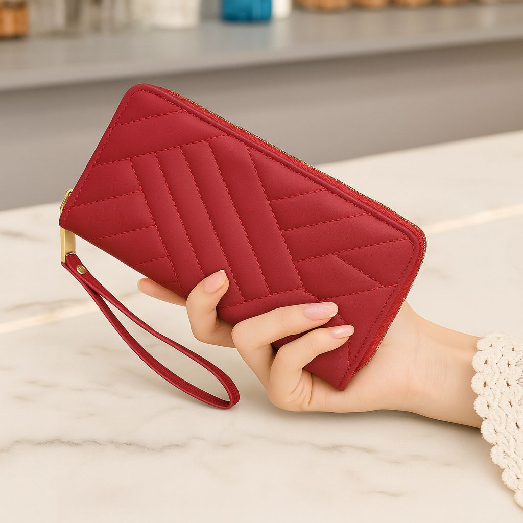 Premium Women’s Fashion Wallet – Multi-Color PU Leather Long Purse with Zipper & Charm