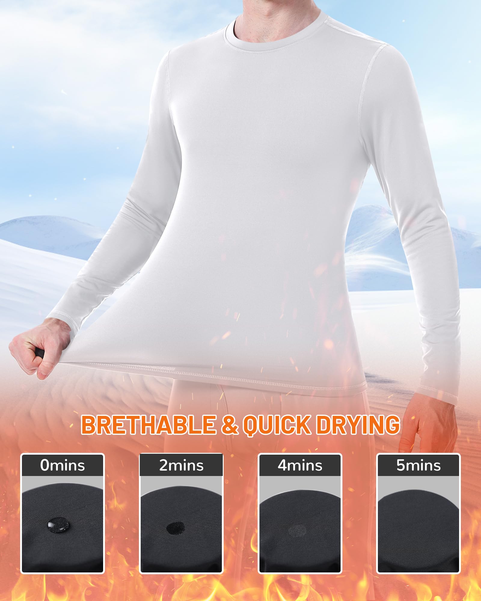 HUGE Ultra Soft Thermal Suit for Men Winter | Fleece Lined Inner Suit Set | Warm Moisture Wicking Long Johns Base Layer | HUGE