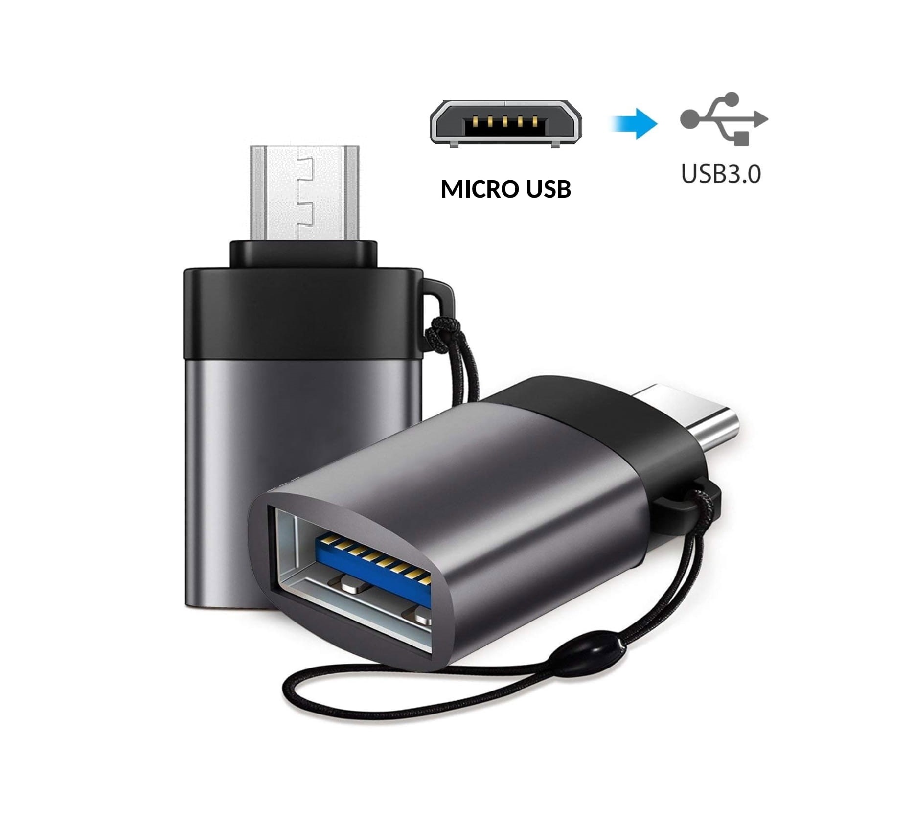 Micro OTG Adapter, Micro USB Male to USB-A Female Andriod OTG Adapter Compatible with Samsung S7 S6, OTG Micro Devices, Flash Drive, Keyboard (Black)