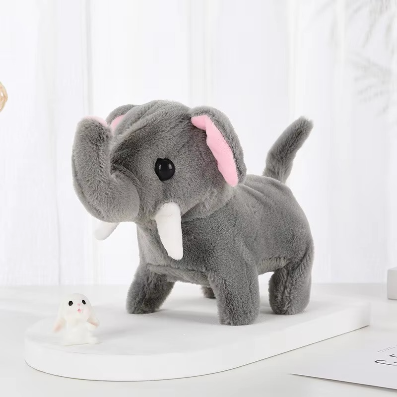 Plush Elephant Toy Walking with Music & Light Battery Operated Kids Toy