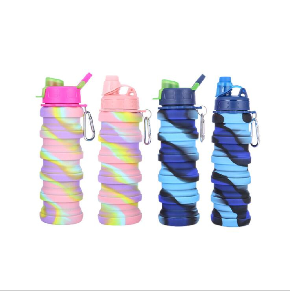Bicycle Foldable Water Bottle Leakproof Cycling Water Drink Bottle Creative Telescopic Portable Outdoor Drinkware Bottle 1-Pcs