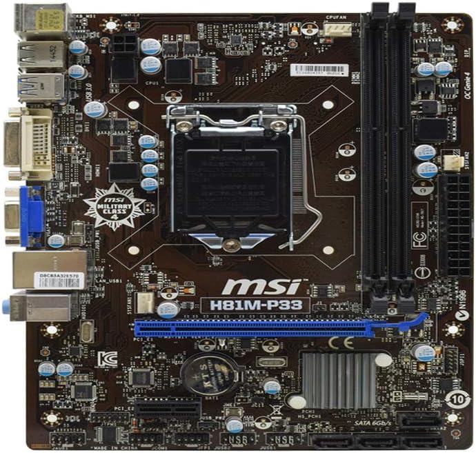 MSI Motherboard H81MP33 4TH Gen Core i7 H81 LGA1150 DDR3 SATA PCI
