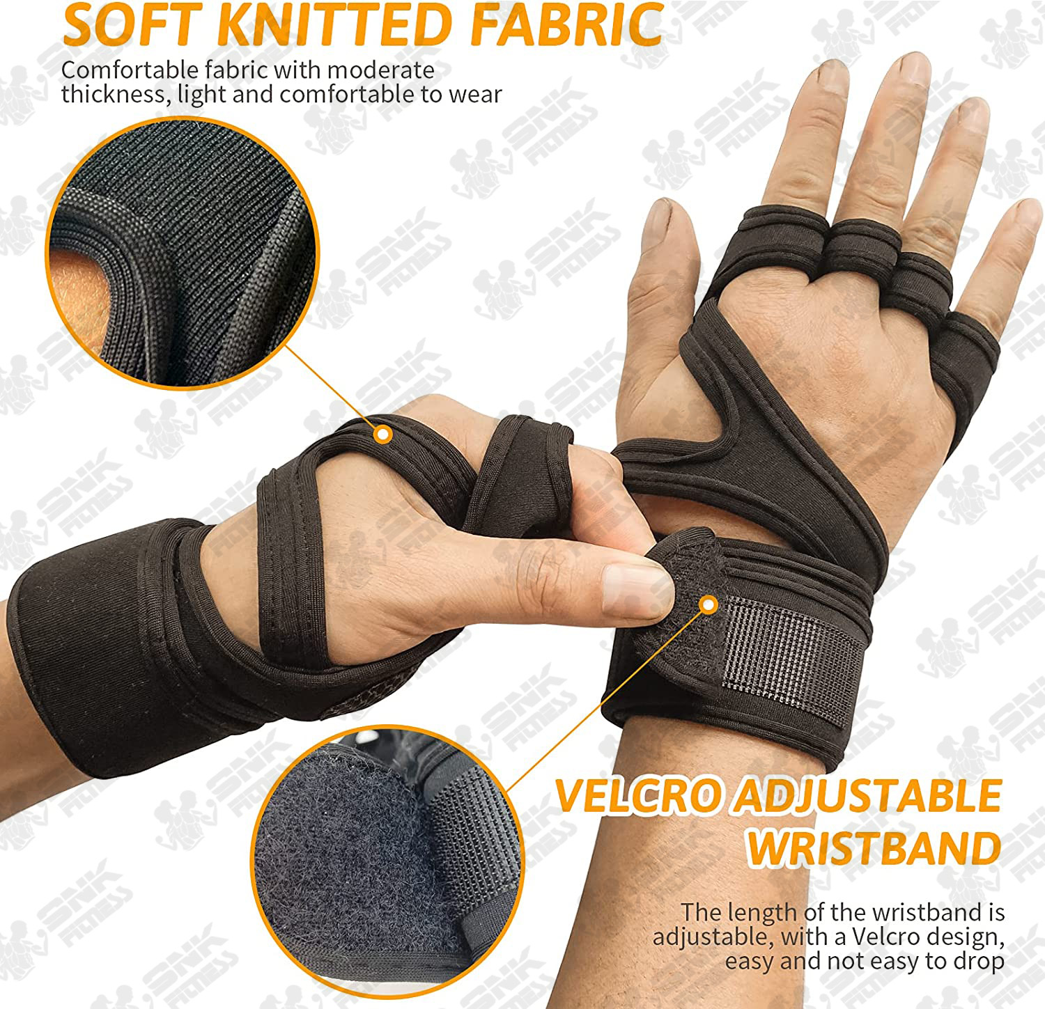 SNK Fitness GYM GLOVES Weight Lifting Gloves Fitness Gloves With Wrist Support, Gym Workout,Weightlifting & Fitness-Leather Padding