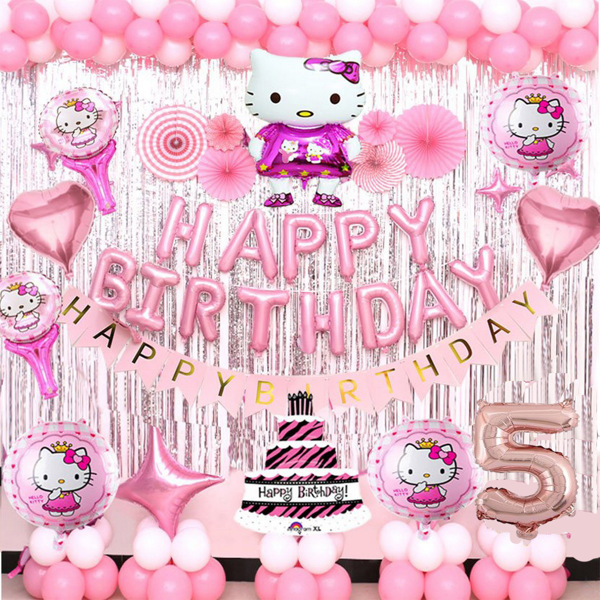 Hello Kitty Happy Birthday Banner Fun Set Party Supplies Decor Girls ...