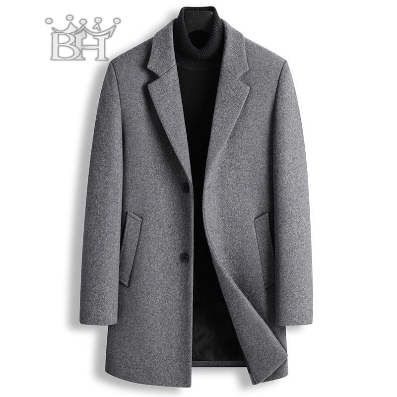 Woolen Peacoat for Men and Women - Single-Breasted Winter Trench Coat