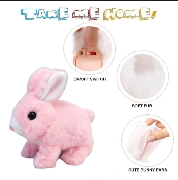 New Electric Plush Bunny Toy – Battery-Operated Walking Rabbit with Music and Moving Ears – Realistic and Interactive – Walks, Jumps, Twitches, and Wiggles Its Ears – Requires 2 AAA Batteries – Perfect Toy for Kids.