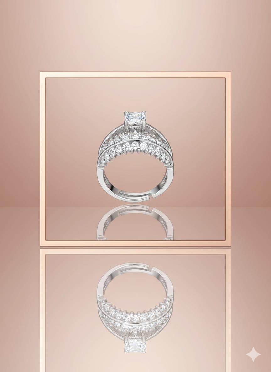 1 pic  Girls Ring Stylish Golden & Silver | Ladies Ring Fancy Simple | Girls Rings Stylish Silver | Ladies Rings for Gifts Set | Trendy Girls Rings Golden for Daily & Party Wear