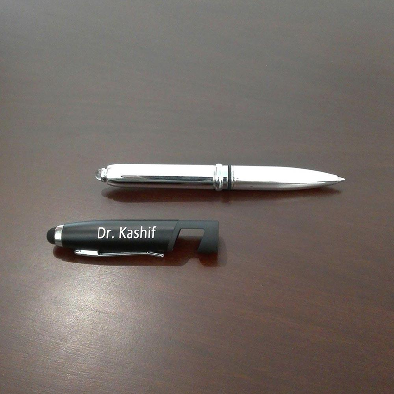 Introducing New Arrival Name Pen With Stylus, Torch & Mobile Holder.