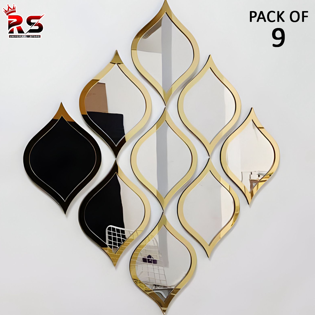 pack of 9 Teardrop Elegance Mirror Set for Wall Décor (Size: Nearly 6 ...