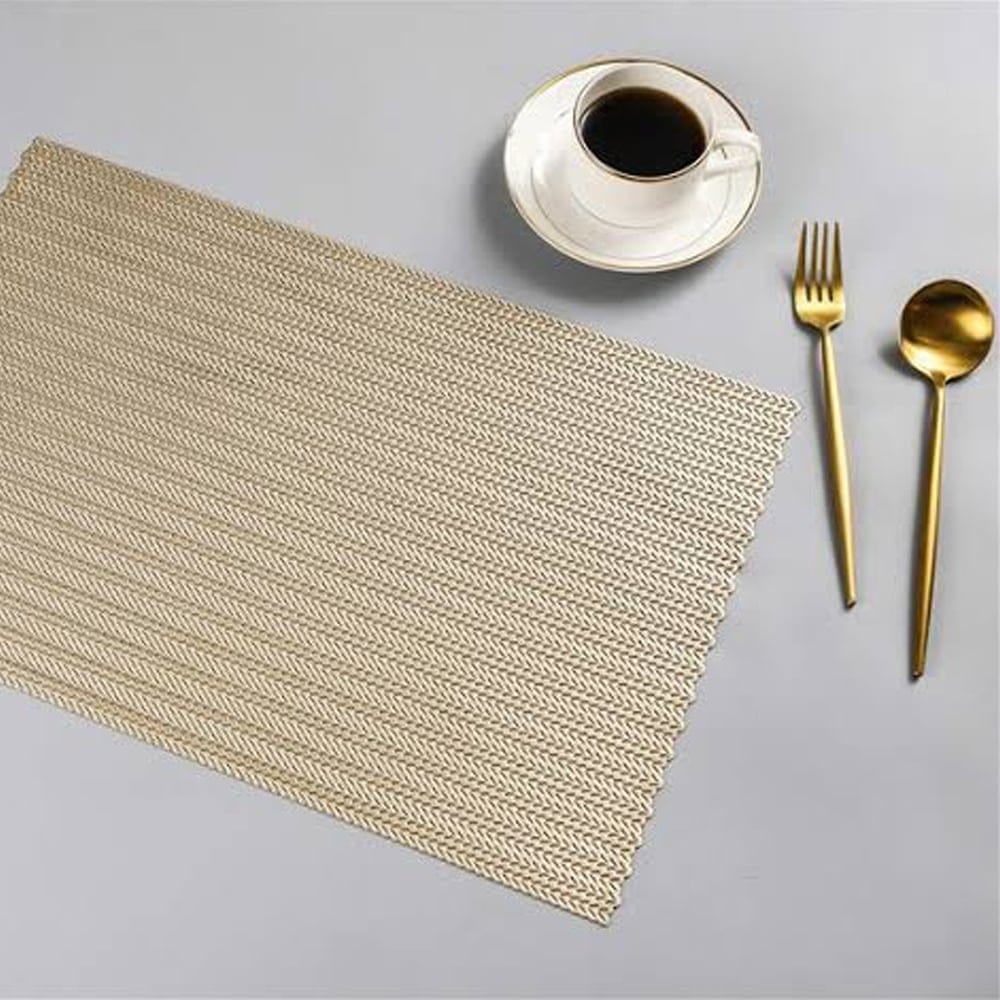 2/4/6 PVC Placemats & Coaster Golden Color Geometric Hollow Out Rose Flower Non Slip Dining ...