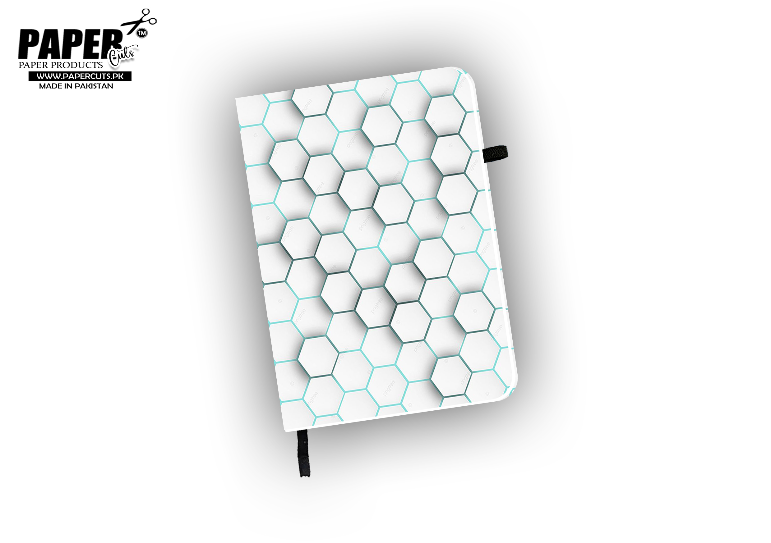 Hexagon Pattern - Black & Golden - White & Blue - A5 Printed Journal ...