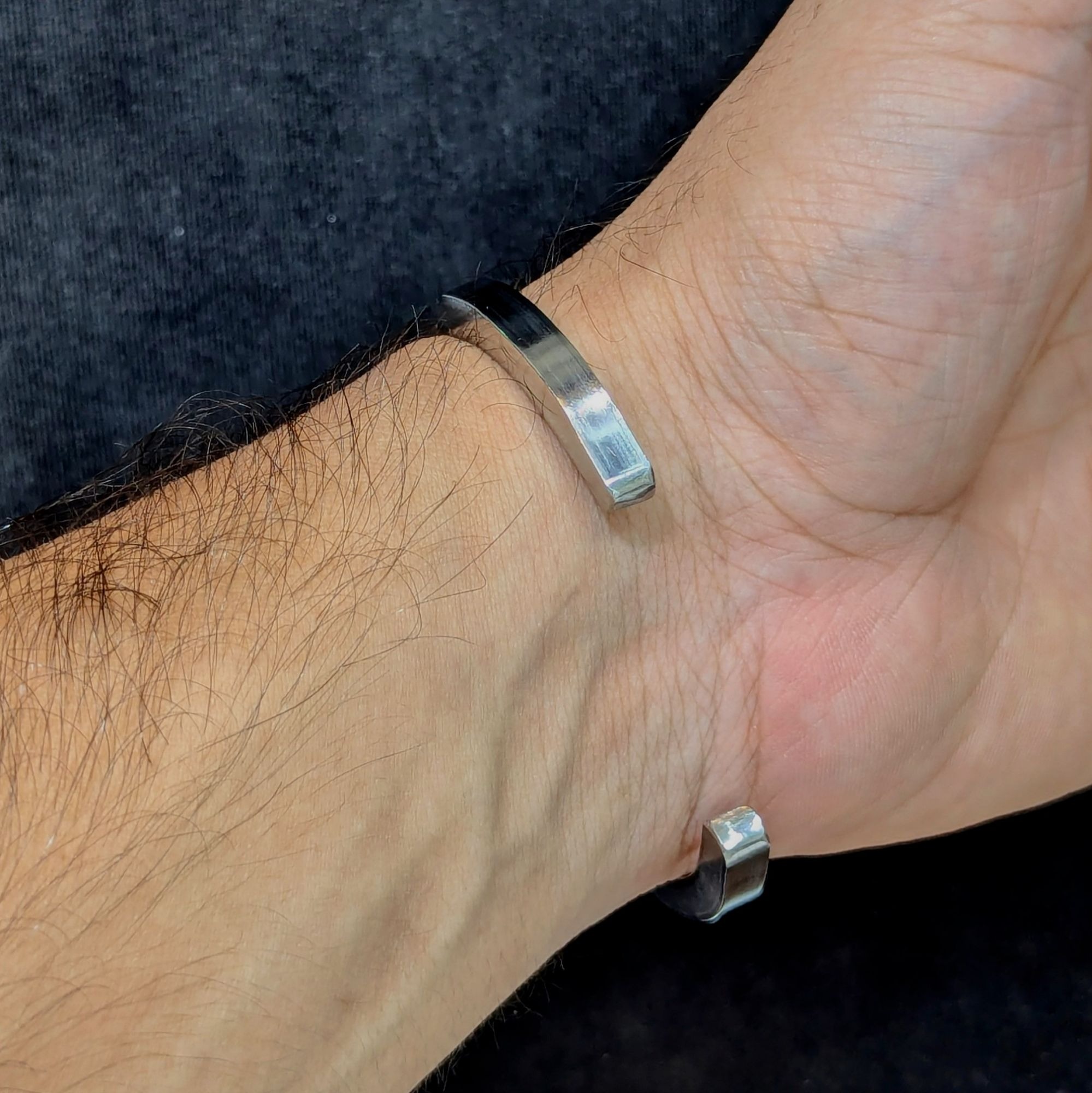 Reytel KRAFT Silver Rigid Hexagonal Cuff Bracelet for Men | Handcrafted Sterling Silver Bangle