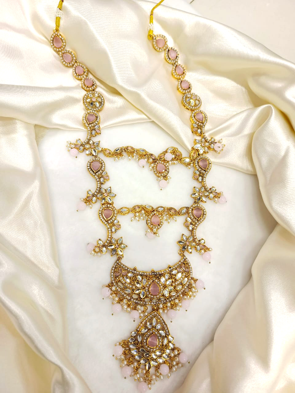 Long Mala With Kundan and Pearl work Beautifull and decent Design with different colour options