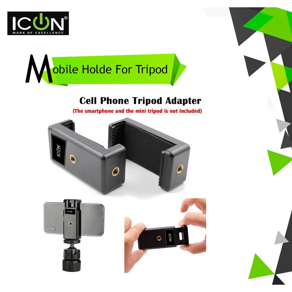 ICON Tripod Clip Bracket Holder For Mobile Phone With 1/4 inch Nut Two Screw Holes For Vertical / Horizontal Mounting For Gimbal Tripod Clip For Phone