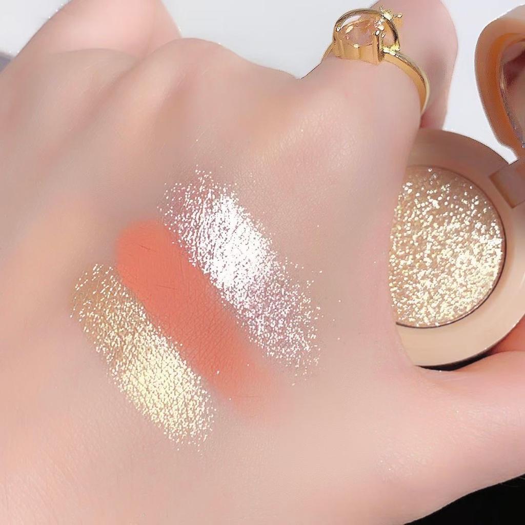 XQM Three-Color Eyeshadow Palette Pearlescent Matte Fine Glitter Big Sequin Eyeshadow Waterproof, Three-layer Blush Highlighter And Contour