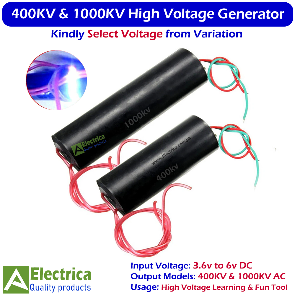 DC 3V–6V to 400KV / 1000KV Super High Voltage Arc Generator Step