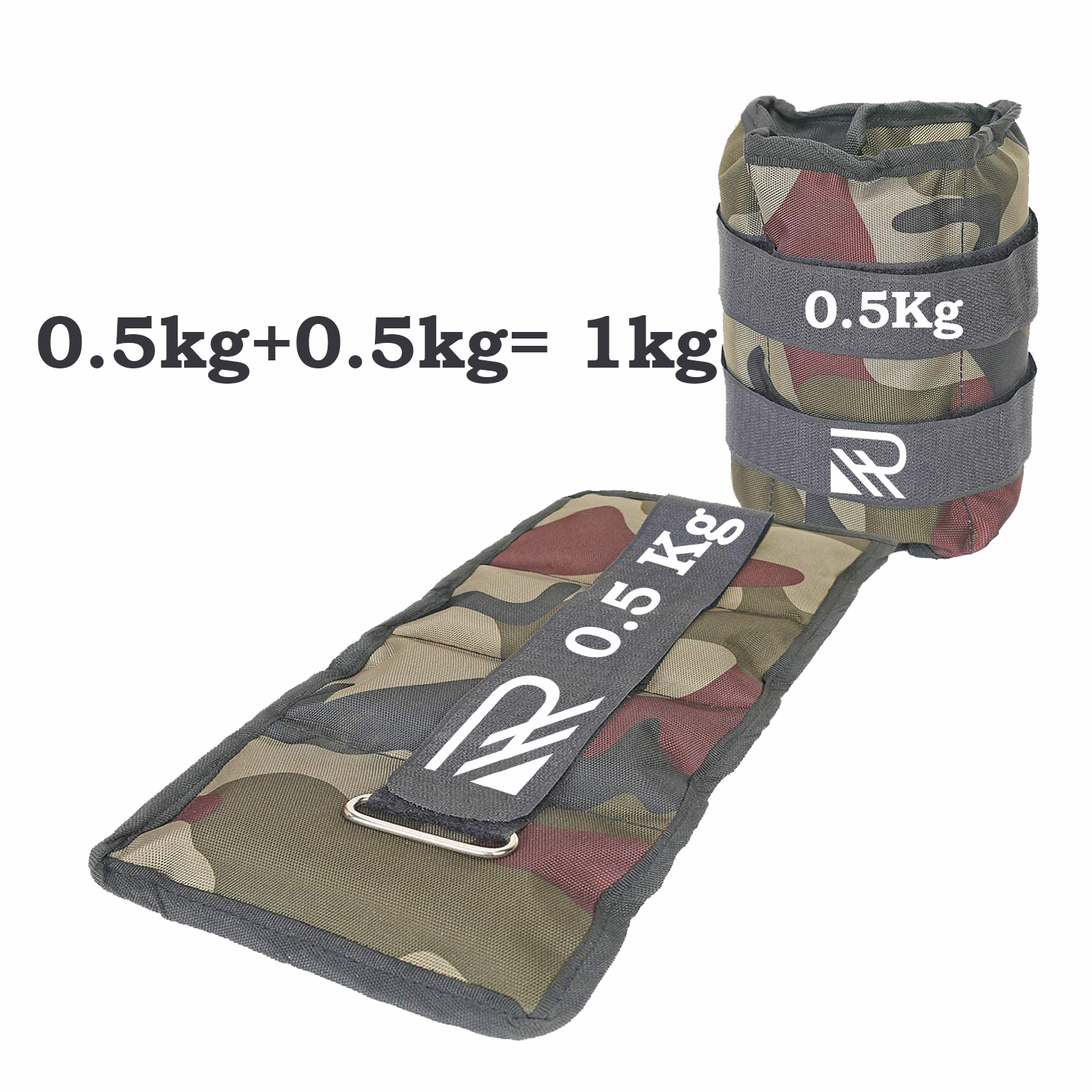 HR TRADER Fitness ANKLE WEIGHT ( Camouflage) 0.5 KG + 0.5 KG = 1 KG PAIR Green, Black Ankle Weight, Wrist Weight  (1 kg)