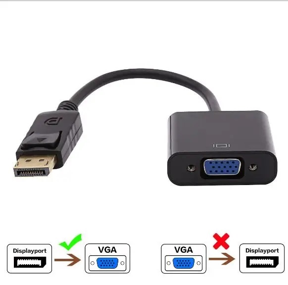 Displayport Dp to Vga Adapter Cable Male to Female Converter for Pc Computer Laptop Hdtv Monitor Projector
