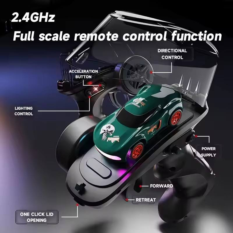 KIDDO KASTLE - Remote Control Speed Racing High Speed Electric 1:64 Mini RC Drift Car | 2.4GHz 4WD High-Speed 20KM/H Remote Control Racing Car with LED Lights & USB Rechargeable Battery | RTR Competition RC Car for Kids & Adults