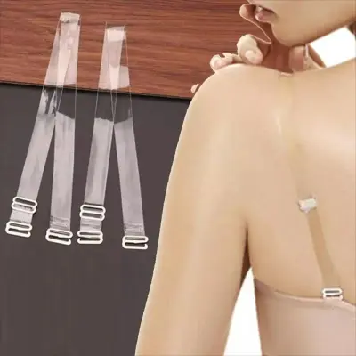 2 Pairs Silicone Adjustable Clear Invisible Transparent Bra Straps