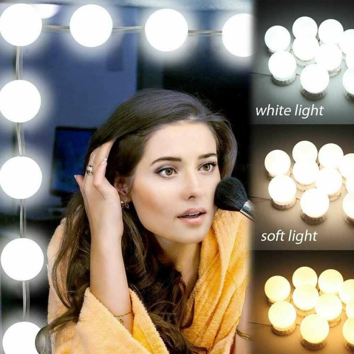 Premimum Quality Portable Super Bright Mirror Studio Glow 3 Mode Vanity Led Bulb White, Off White & Yellow With 10 Bulbs
