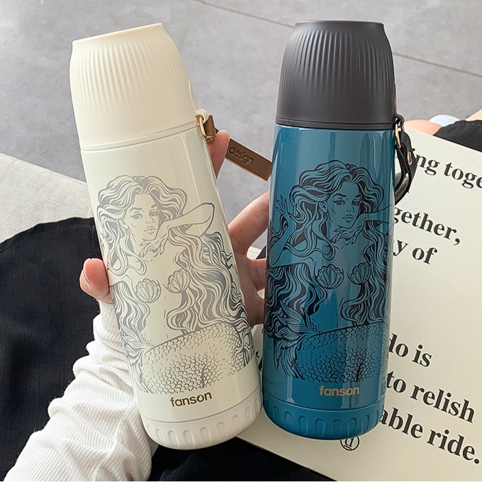 Mermaid Creative Stainless Steel Water Bottle 380Ml Vacuum Flask For Hot Or Cold Water Bpa-Free Made With Double-Wall Safe And Non-Toxic Materials