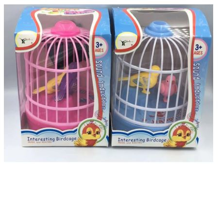 Voice Control Bird Cage Toy – Talking & Singing Electric Mini Parrot with Light & Sound | Hand Sensor Chirping Bird Toy for Kids | Realistic Electronic Birdcage