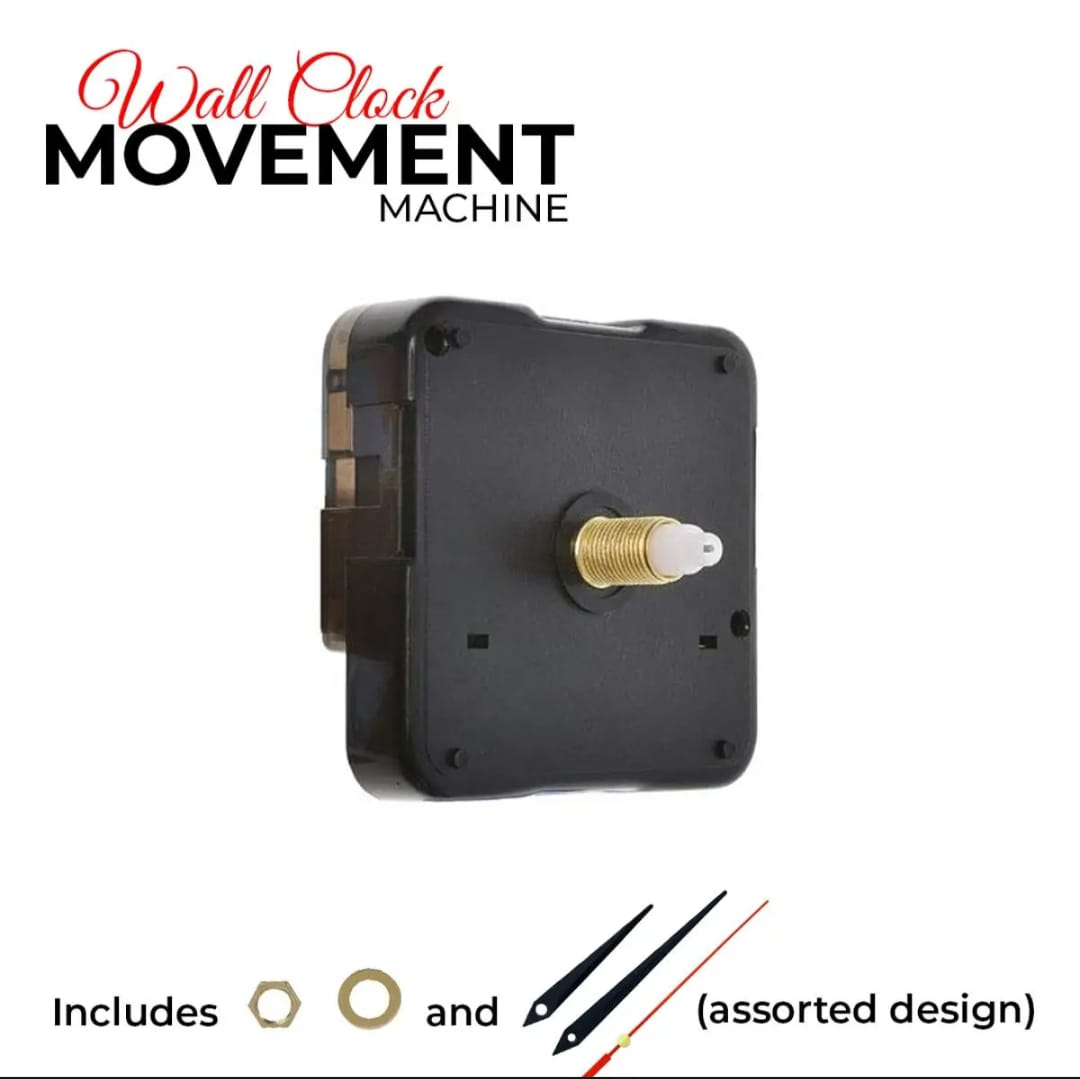 Wall Clock Replacement Machine (Movement-tik tik)  (Glowing Digits) (28MM LONG Neck) (12 inch Needles) ( Sea Rose Smooth)