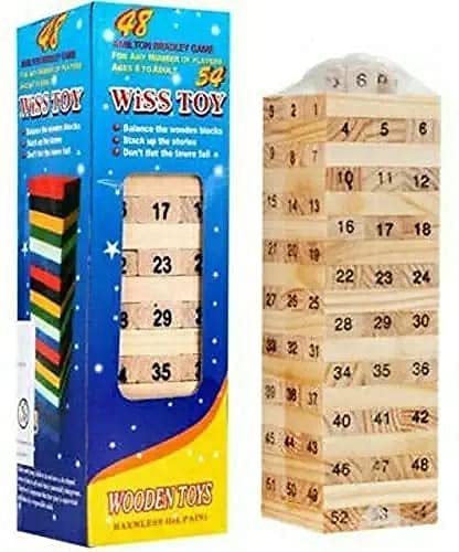 Jenga Wooden Blocks 54 Pieces with 4 Dice Kids and Adults Fun