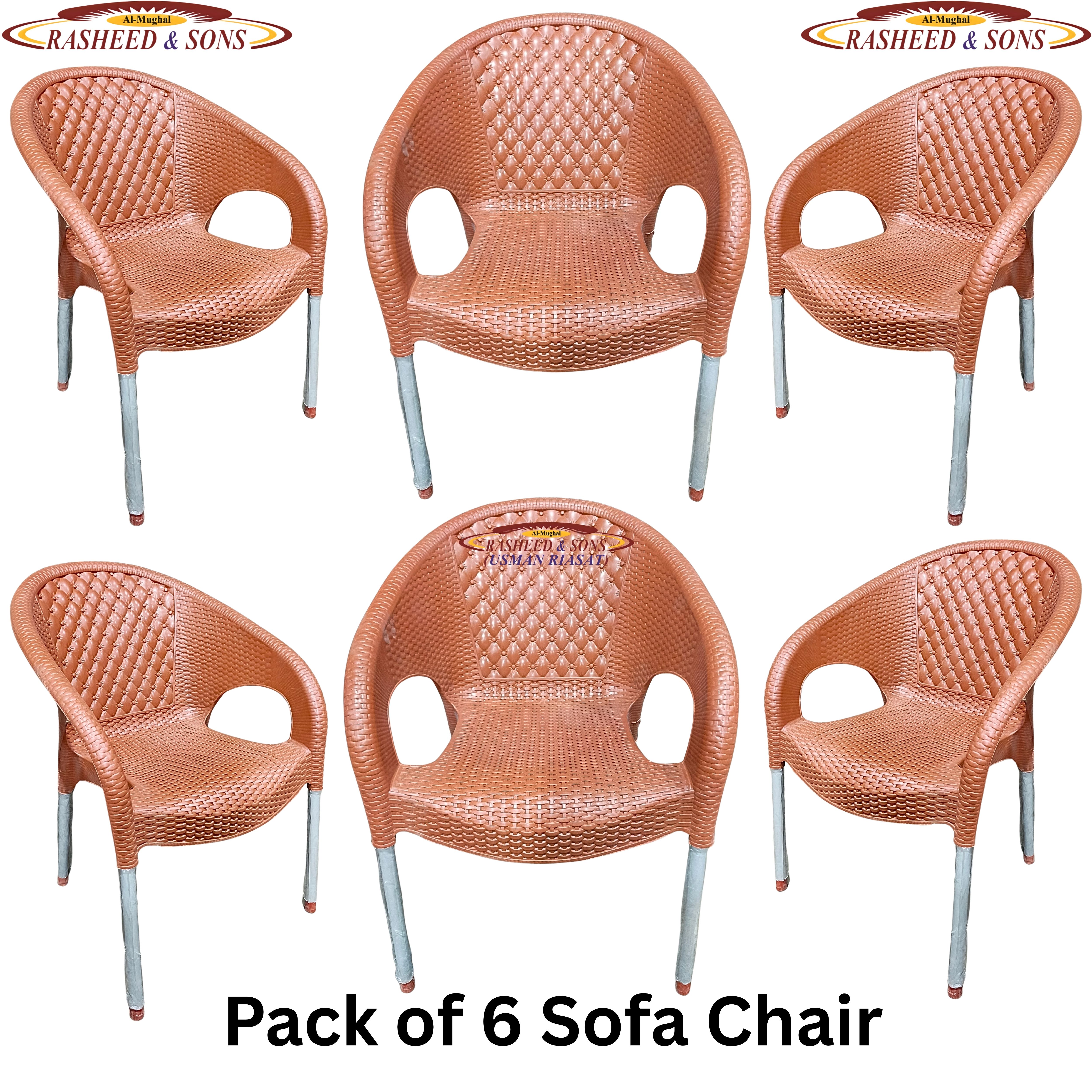 Luxury Rattan Style Plastic Chair with iron Legs – Heavy Duty Outdoor & Indoor Arm Chair for Garden, Patio, Lawn, Balcony & Living Room pack of 1,2,4,6 chairs set table fix or folding