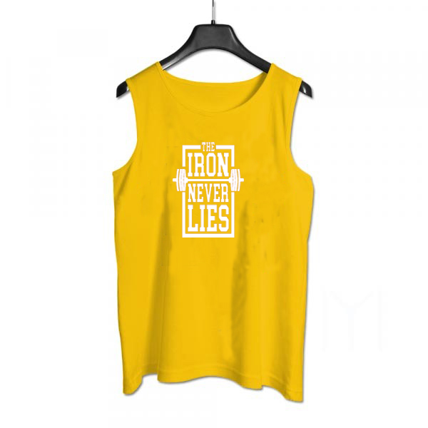 Men Gym Training Workout white  logo/ Yellow Sando