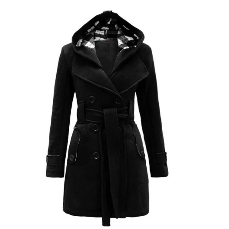 Checkered Hooded Trench Summer Coat For Women