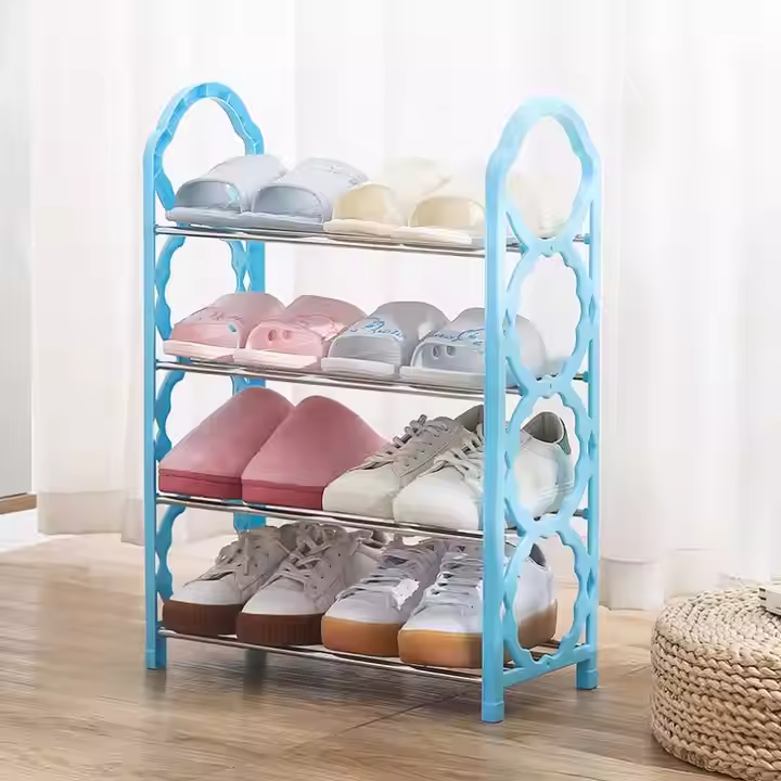 Multipurpose Shoe Rack Organizer - Elegant Metal Shoe Organizer Rack with Adjustable Sections, Durable Stackable Shoe Storage Stand for Bedroom, Living Room, Closet - X-Shape, Water-Resistant