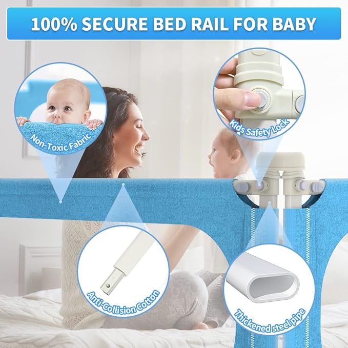 Bed Rails for Toddlers , Extra Long & Tall Safety Baby Bed Guard Rails