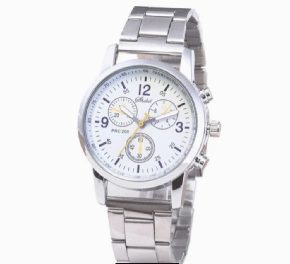 Latest Design 2025 Watch White Silver Men Sports Watches - High Quality In Random Dial watch Design With Stainless Steel Strap  For Boys Men